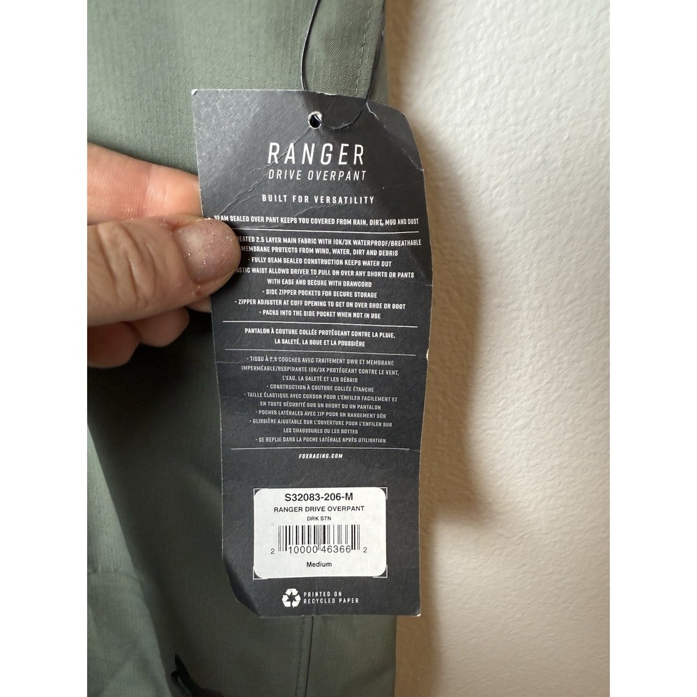 Fox Racing Ranger Drive Overpants Size MEDIUM Green NWT - Picture 5 of 10